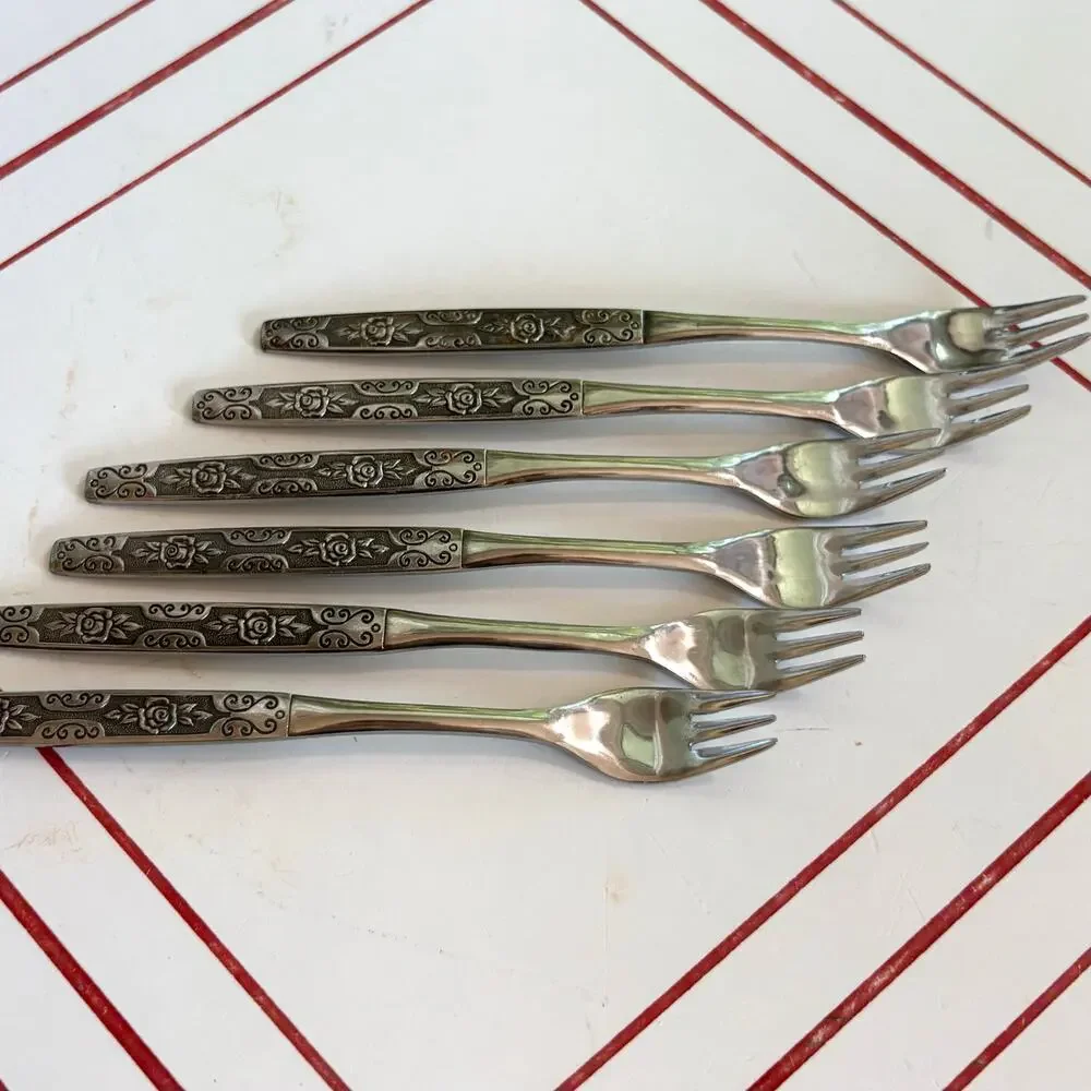 Vintage Northland Japan Rose Cocktail Seafood Forks Set of 6